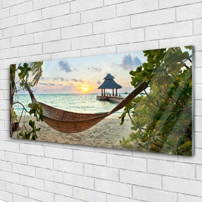 Acrylglasbilder Strand Hängematte Landschaft