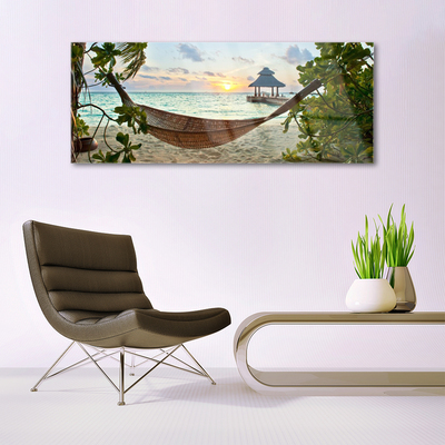 Acrylglasbilder Strand Hängematte Landschaft