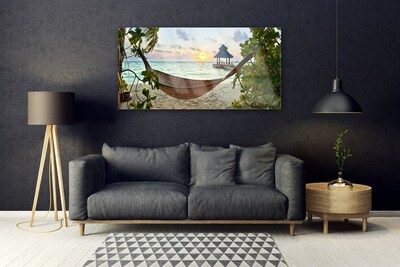 Acrylglasbilder Strand Hängematte Landschaft