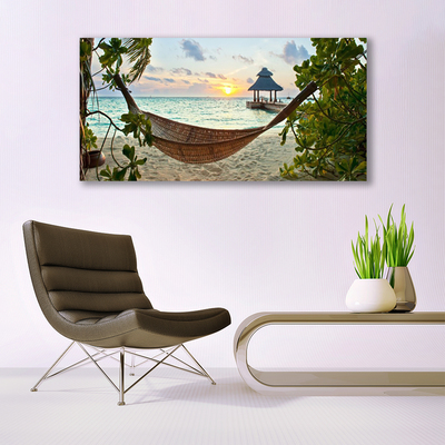 Acrylglasbilder Strand Hängematte Landschaft