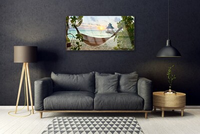 Acrylglasbilder Strand Hängematte Landschaft
