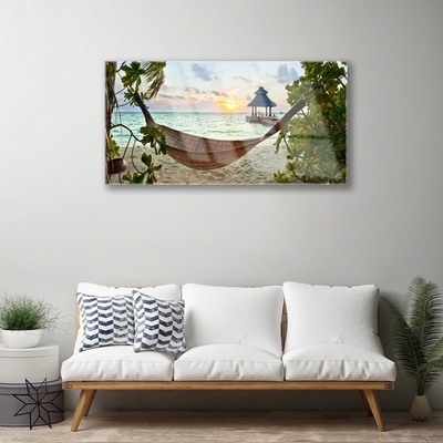 Acrylglasbilder Strand Hängematte Landschaft