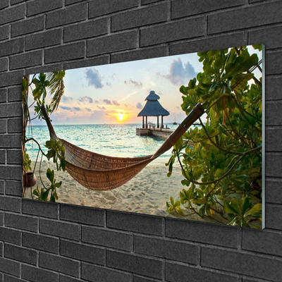 Acrylglasbilder Strand Hängematte Landschaft