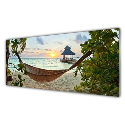 Acrylglasbilder Strand Hängematte Landschaft