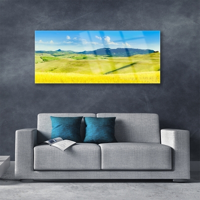 Glasbild aus Plexiglas® Äcker Gebirge Landschaft