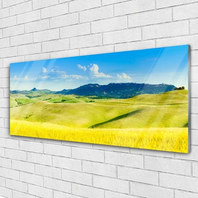 Glasbild aus Plexiglas® Äcker Gebirge Landschaft