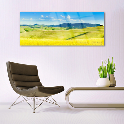 Glasbild aus Plexiglas® Äcker Gebirge Landschaft