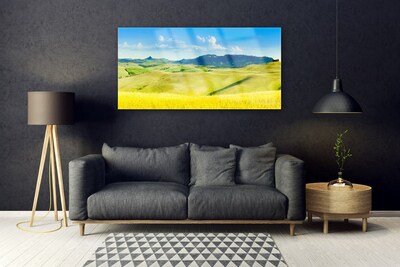 Glasbild aus Plexiglas® Äcker Gebirge Landschaft