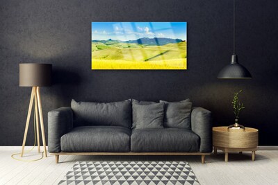 Glasbild aus Plexiglas® Äcker Gebirge Landschaft