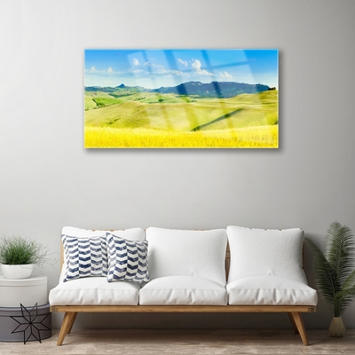Glasbild aus Plexiglas® Äcker Gebirge Landschaft