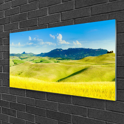 Glasbild aus Plexiglas® Äcker Gebirge Landschaft