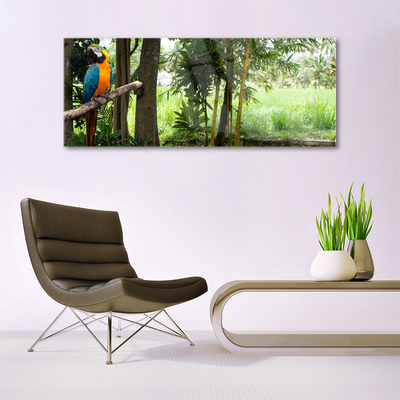 Glasbild aus Plexiglas® Papagei Bäume Natur