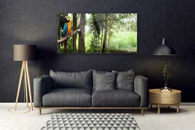 Glasbild aus Plexiglas® Papagei Bäume Natur