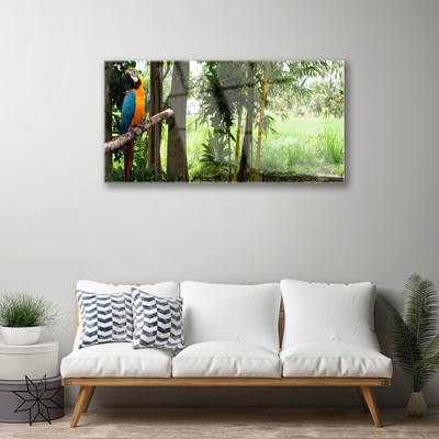 Glasbild aus Plexiglas® Papagei Bäume Natur