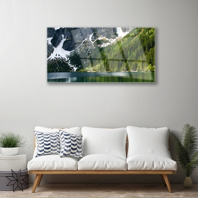 Glasbild aus Plexiglas® See Wald Gebirge Landschaft