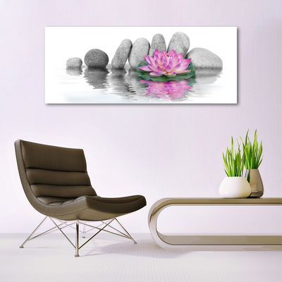 Glasbild aus Plexiglas® Blume Steine Kunst