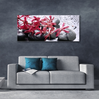 Glasbild aus Plexiglas® Blumen Steine Kunst