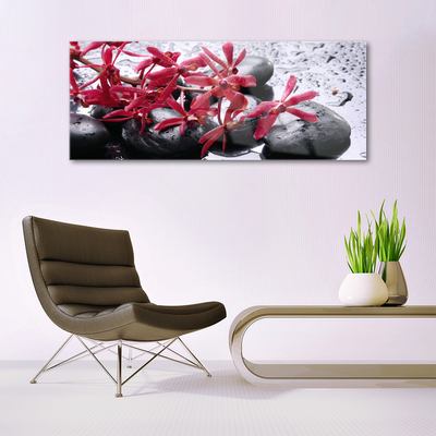 Glasbild aus Plexiglas® Blumen Steine Kunst