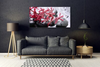 Glasbild aus Plexiglas® Blumen Steine Kunst