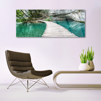 Glasbild aus Plexiglas® Brücke See Architektur