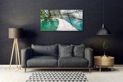 Glasbild aus Plexiglas® Brücke See Architektur