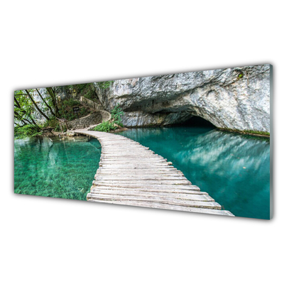 Glasbild aus Plexiglas® Brücke See Architektur