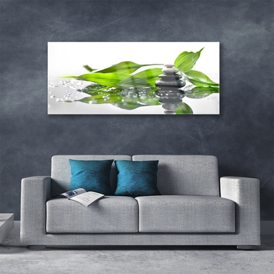 Glasbild aus Plexiglas® Steine Blätter Kunst