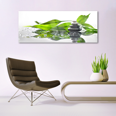 Glasbild aus Plexiglas® Steine Blätter Kunst