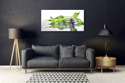 Glasbild aus Plexiglas® Steine Blätter Kunst