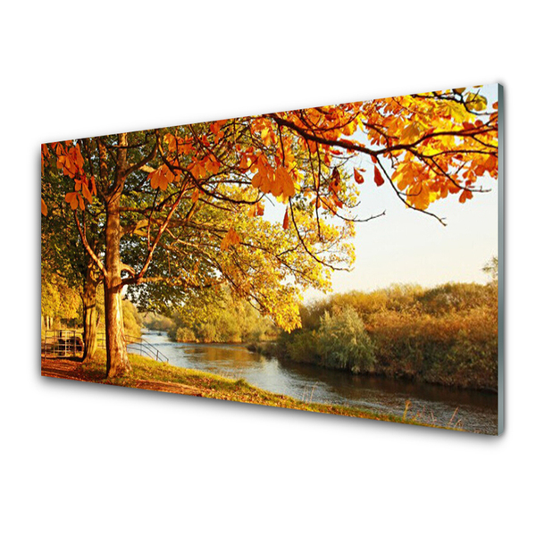 Glasbild aus Plexiglas® Baum See Natur