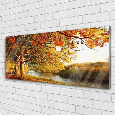 Glasbild aus Plexiglas® Baum See Natur