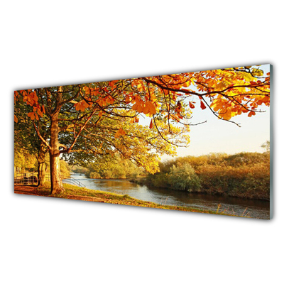 Glasbild aus Plexiglas® Baum See Natur