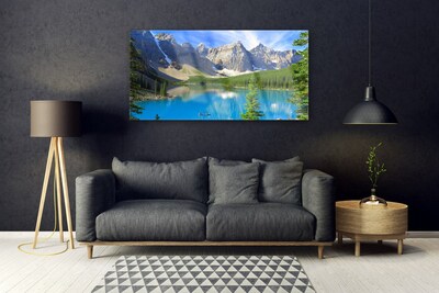 Glasbild aus Plexiglas® See Gebirge Wald Landschaft