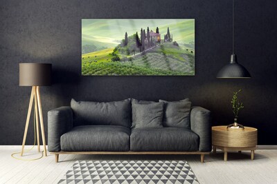 Glasbild aus Plexiglas® Wiese Bäume Natur