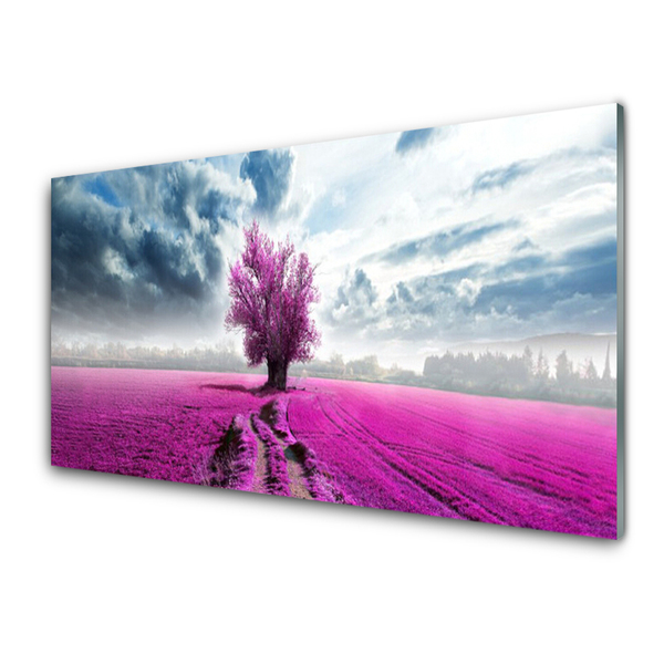 Glasbild aus Plexiglas® Wiese Baum Natur