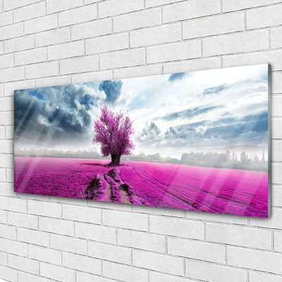 Glasbild aus Plexiglas® Wiese Baum Natur