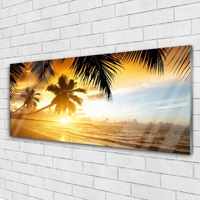 Glasbild aus Plexiglas® Strand Palmen Meer Landschaft