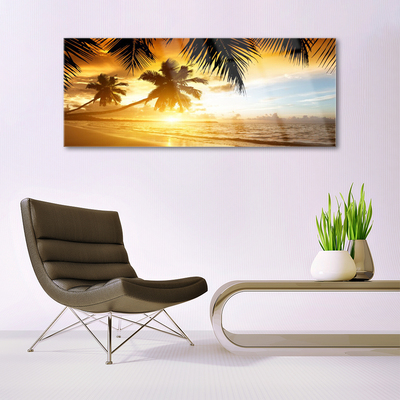 Glasbild aus Plexiglas® Strand Palmen Meer Landschaft