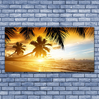 Glasbild aus Plexiglas® Strand Palmen Meer Landschaft