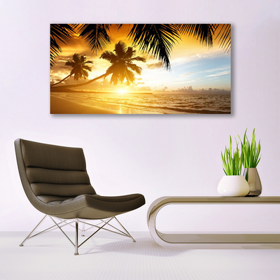 Glasbild aus Plexiglas® Strand Palmen Meer Landschaft