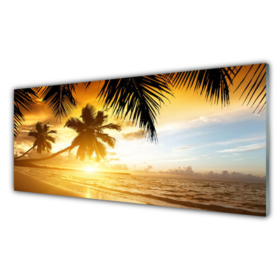 Glasbild aus Plexiglas® Strand Palmen Meer Landschaft