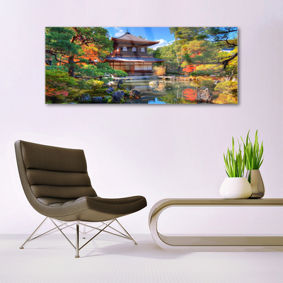 Glasbild aus Plexiglas® Behausung Garten Landschaft