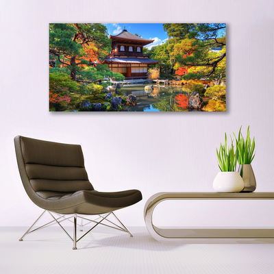 Glasbild aus Plexiglas® Behausung Garten Landschaft