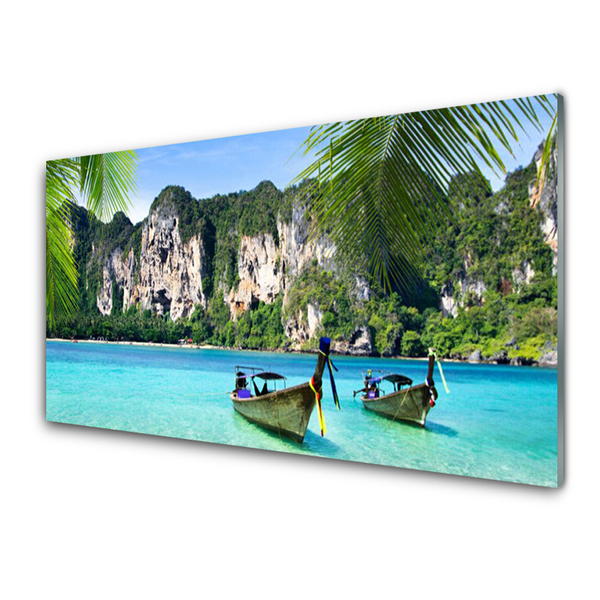 Glasbild aus Plexiglas® Boote Meer Landschaft