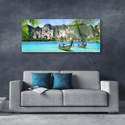 Glasbild aus Plexiglas® Boote Meer Landschaft