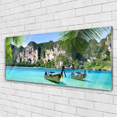 Glasbild aus Plexiglas® Boote Meer Landschaft