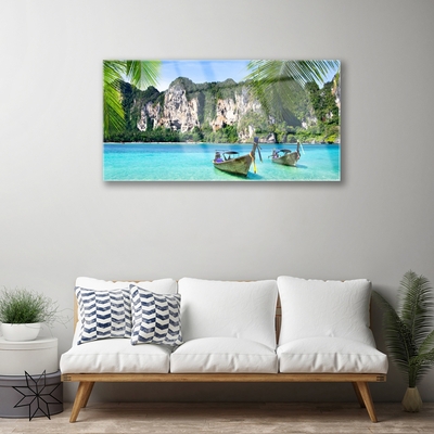 Glasbild aus Plexiglas® Boote Meer Landschaft