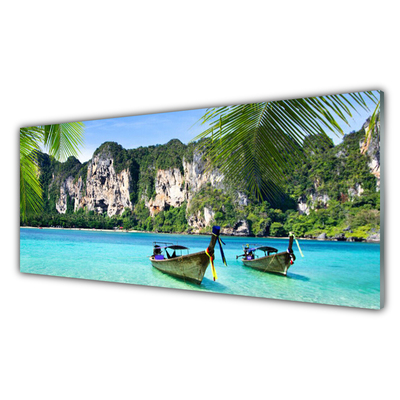 Glasbild aus Plexiglas® Boote Meer Landschaft