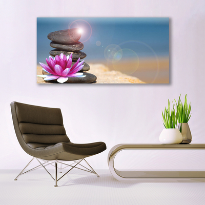 Glasbild aus Plexiglas® Steine Blume Kunst