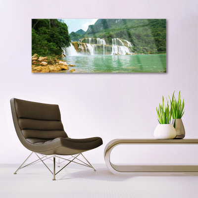 Glasbild aus Plexiglas® Wald Wasserfall Landschaft